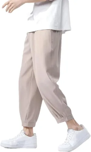 Men's Ankle Length Cropped Pants Breathable Lightweight Casual Pants Drawstring Harem Pants 5 M