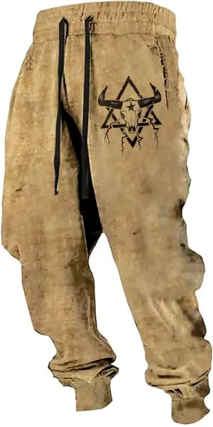Mens Aztec Graphic Print Sweatpants Native American Pants Drawstring Waist Hip Hop Casual Joggers Pant