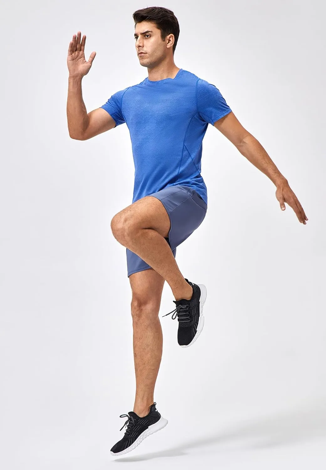 Men's Breathable Sports Running T-Shirt Quick Dry Crew Neck Athletic Gym Workout Short Sleeve Tee Tops