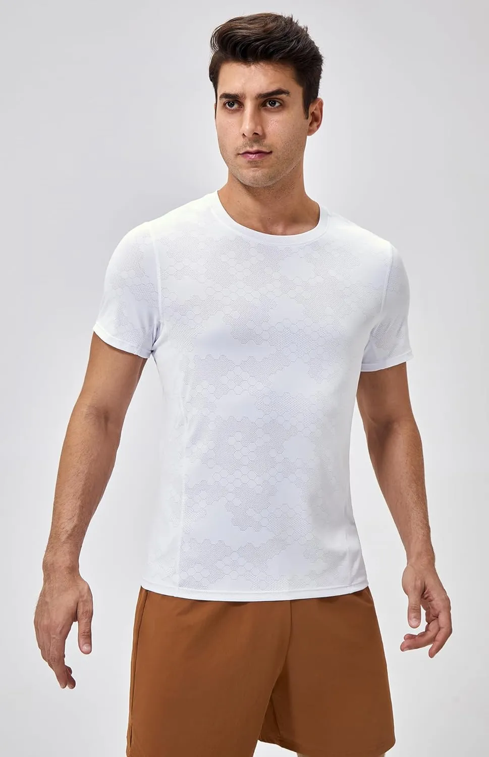 Men's Breathable Sports Running T-Shirt Quick Dry Crew Neck Athletic Gym Workout Short Sleeve Tee Tops