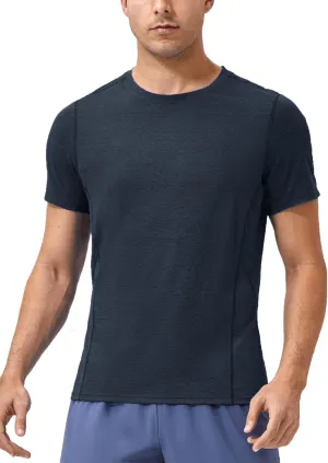 Men's Breathable Sports Running T-Shirt Quick Dry Crew Neck Athletic Gym Workout Short Sleeve Tee Tops