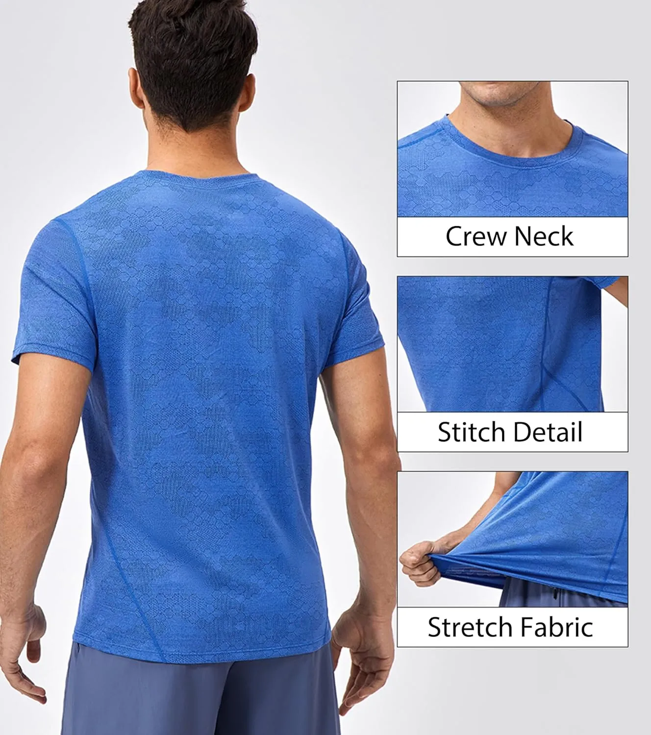 Men's Breathable Sports Running T-Shirt Quick Dry Crew Neck Athletic Gym Workout Short Sleeve Tee Tops