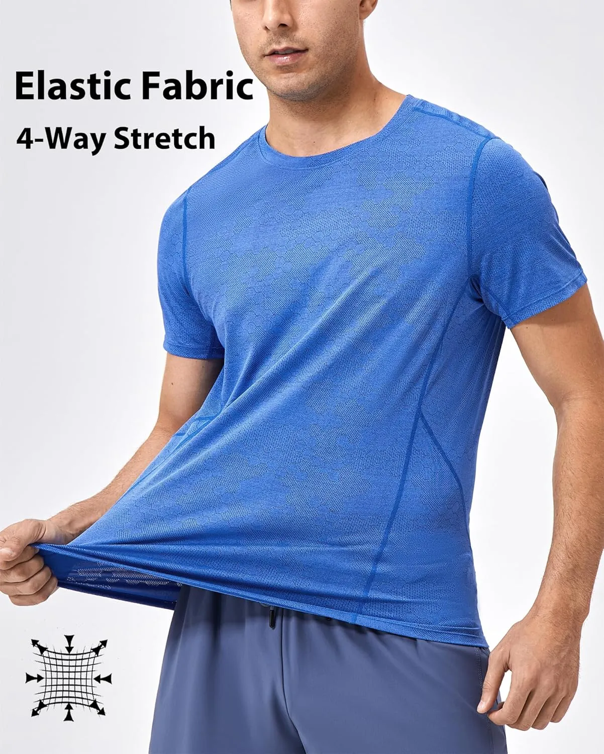 Men's Breathable Sports Running T-Shirt Quick Dry Crew Neck Athletic Gym Workout Short Sleeve Tee Tops
