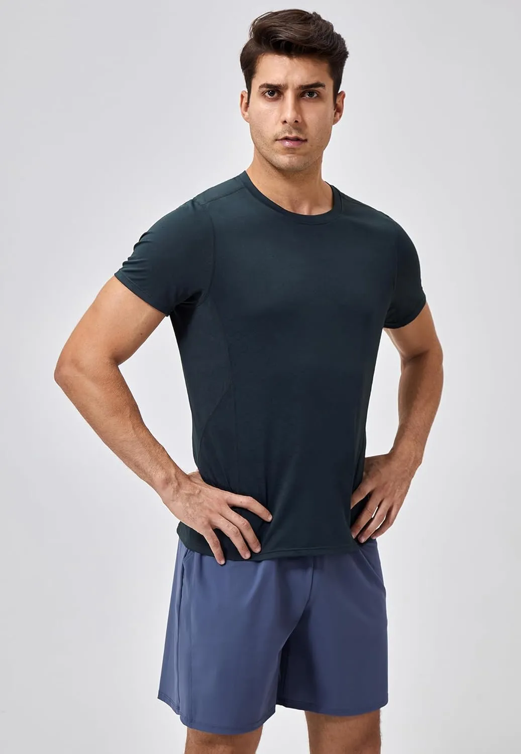 Men's Breathable Sports Running T-Shirt Quick Dry Crew Neck Athletic Gym Workout Short Sleeve Tee Tops