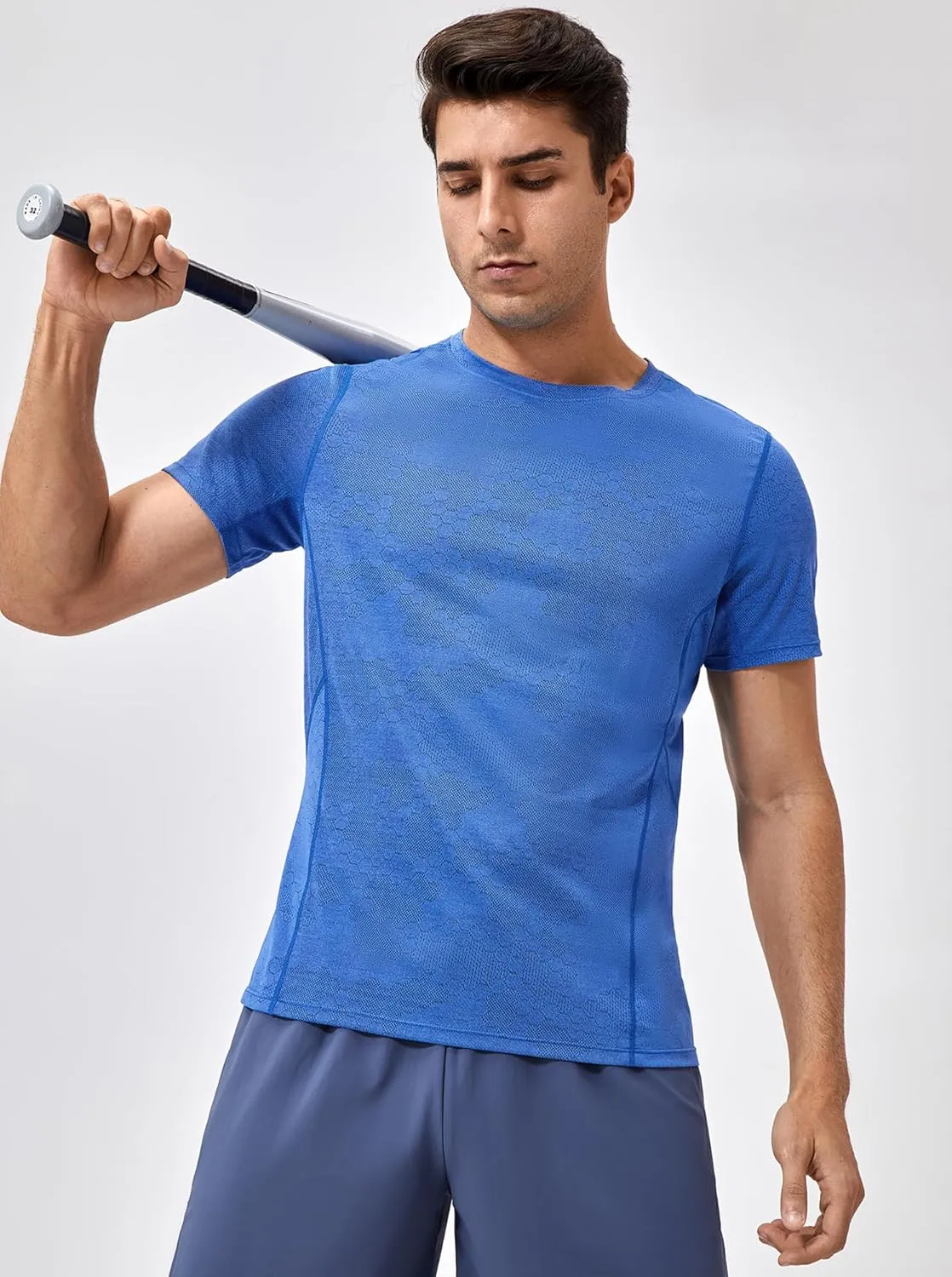 Men's Breathable Sports Running T-Shirt Quick Dry Crew Neck Athletic Gym Workout Short Sleeve Tee Tops