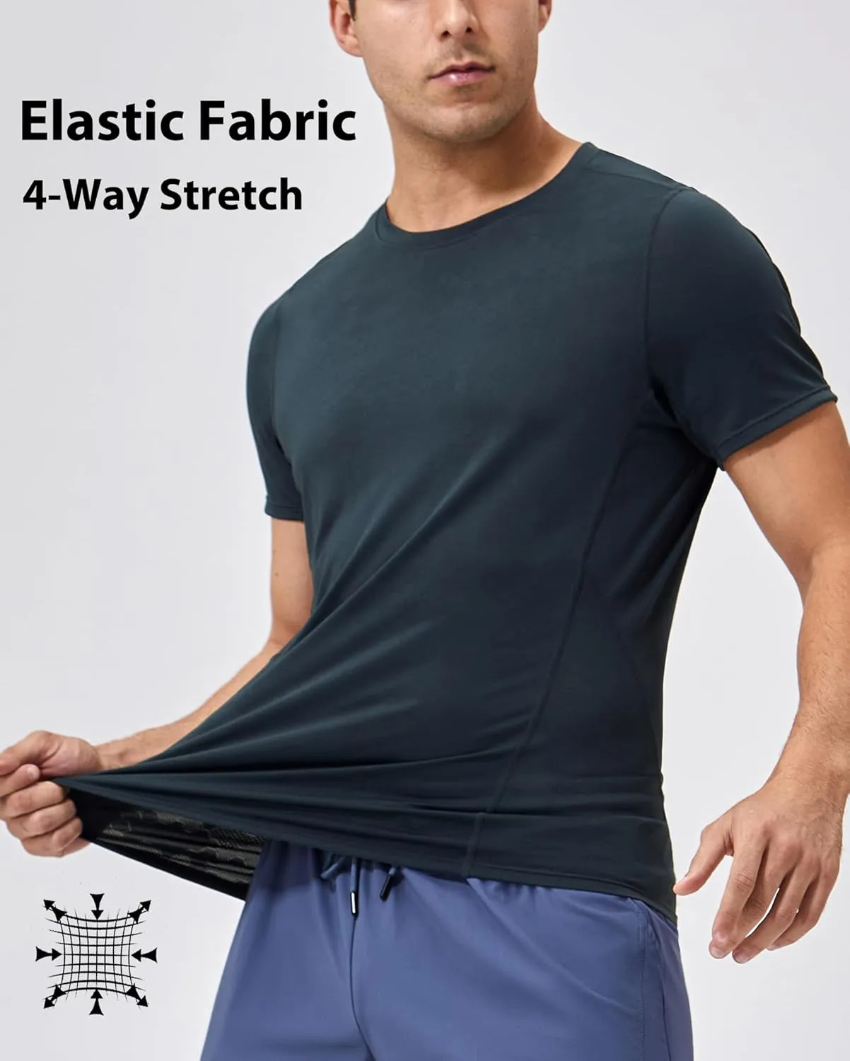 Men's Breathable Sports Running T-Shirt Quick Dry Crew Neck Athletic Gym Workout Short Sleeve Tee Tops