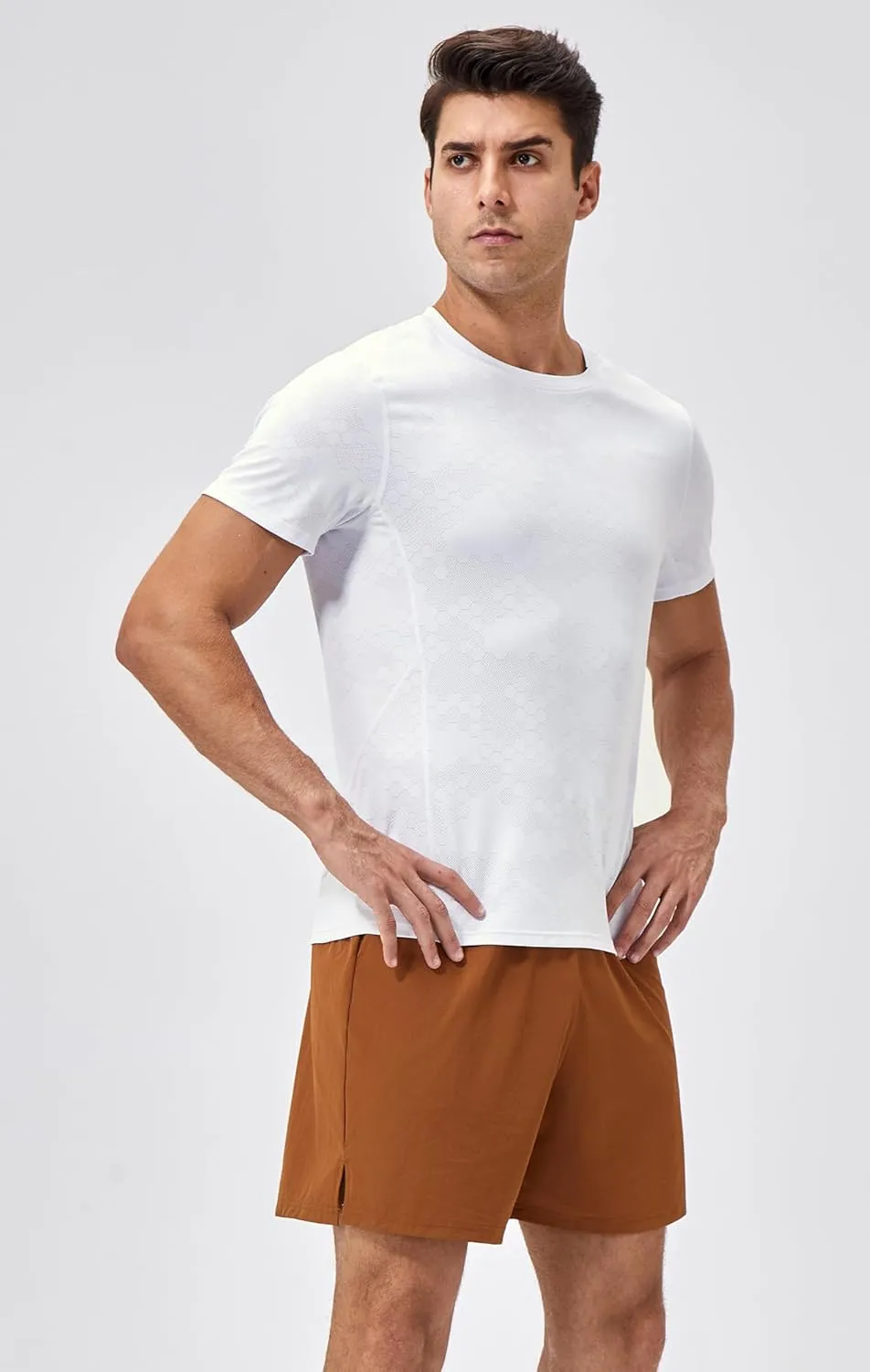 Men's Breathable Sports Running T-Shirt Quick Dry Crew Neck Athletic Gym Workout Short Sleeve Tee Tops