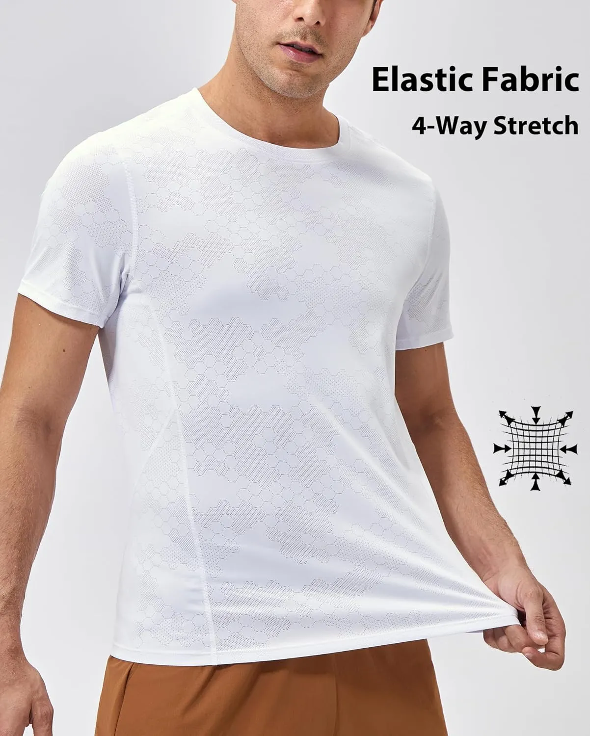 Men's Breathable Sports Running T-Shirt Quick Dry Crew Neck Athletic Gym Workout Short Sleeve Tee Tops