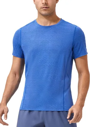 Men's Breathable Sports Running T-Shirt Quick Dry Crew Neck Athletic Gym Workout Short Sleeve Tee Tops