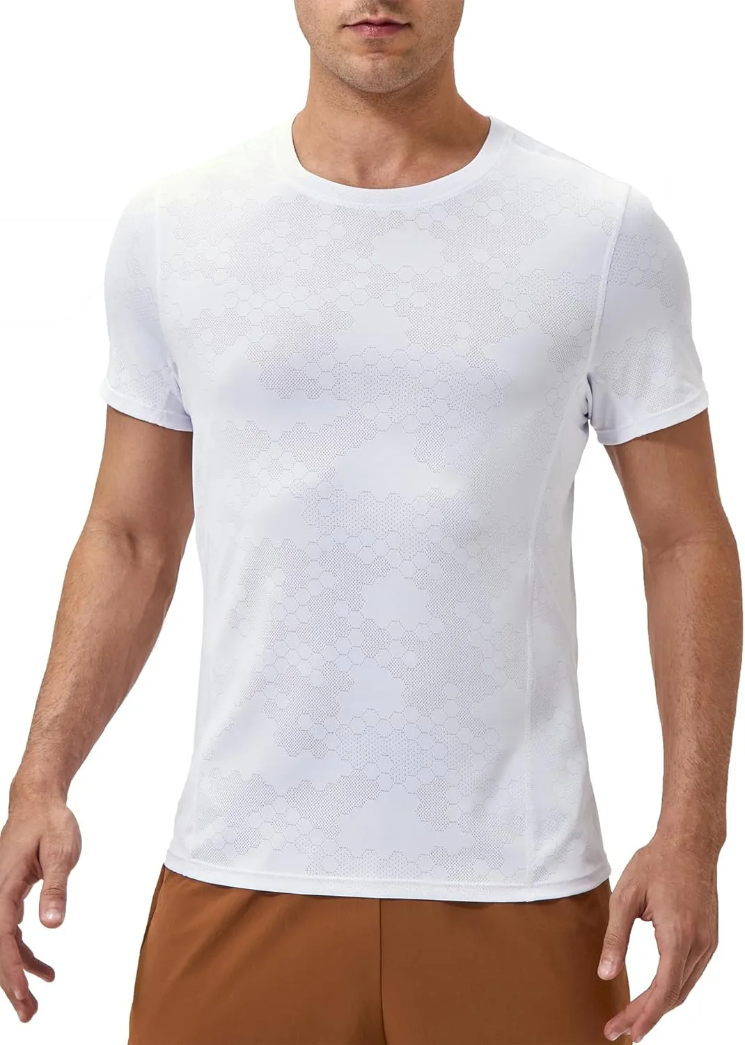 Men's Breathable Sports Running T-Shirt Quick Dry Crew Neck Athletic Gym Workout Short Sleeve Tee Tops