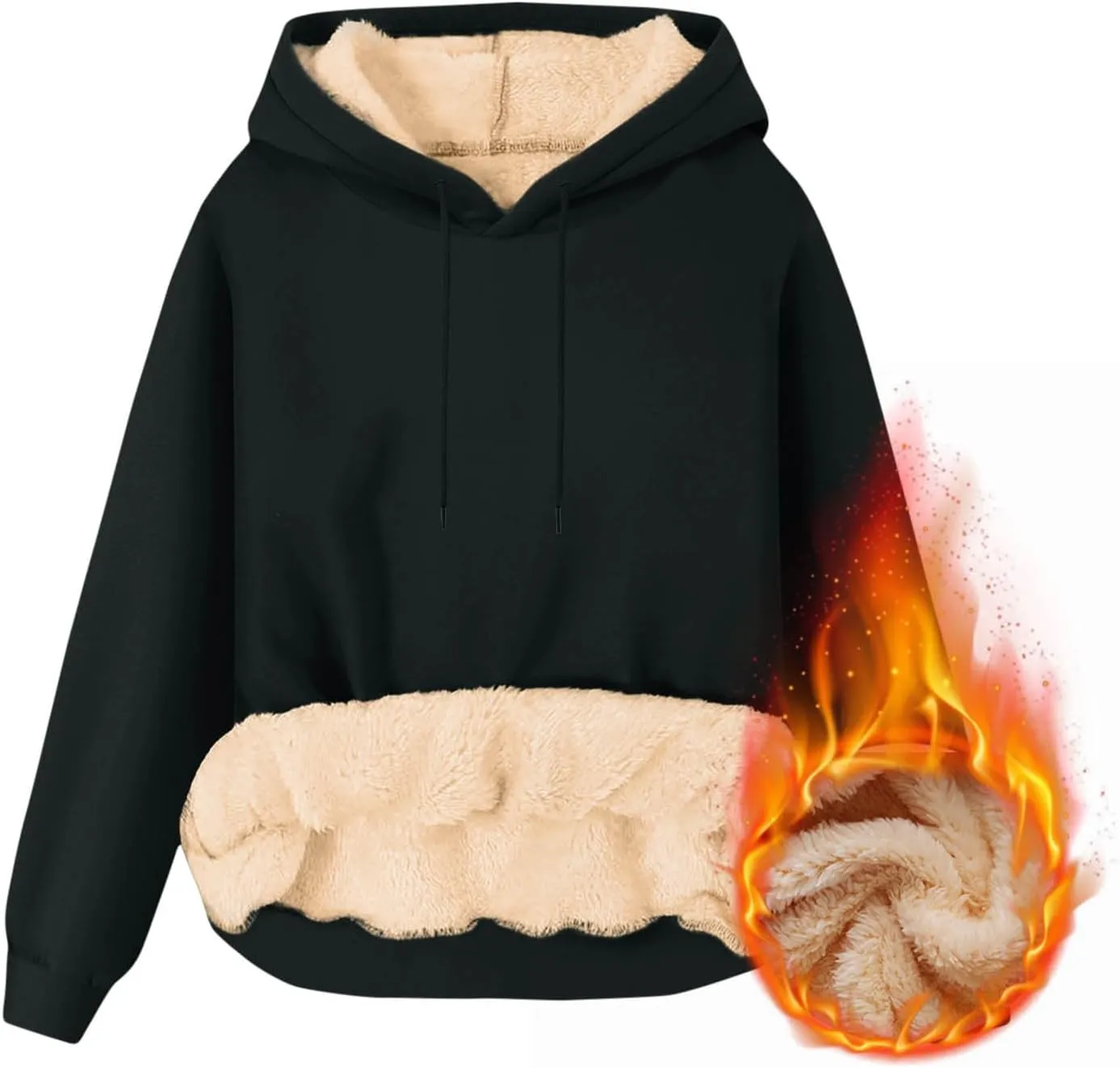 Mens Fleece Lined Hoodies Heavyweight Thick Winter Pullover Sherpa Warm Hooded Sweatshirt Thermal Windproof Jacket