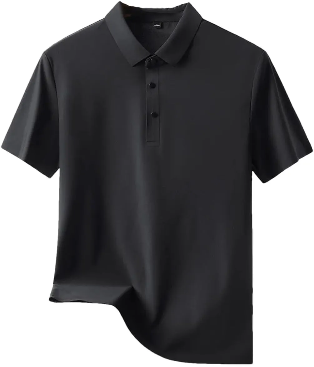 Men's Ice Silk Short Sleeve Polo Shirt Quick-Dry Summer T-Shirt for Middle-Aged Men Breathable Casual Tops