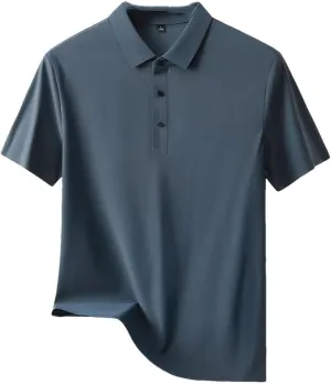 Men's Ice Silk Short Sleeve Polo Shirt Quick-Dry Summer T-Shirt for Middle-Aged Men Breathable Casual Tops