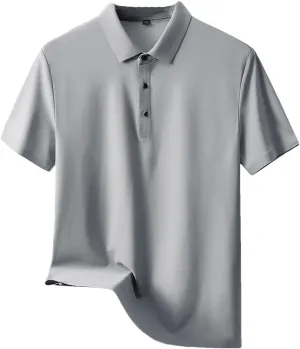 Men's Ice Silk Short Sleeve Polo Shirt Quick-Dry Summer T-Shirt for Middle-Aged Men Breathable Casual Tops