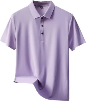 Men's Ice Silk Short Sleeve Polo Shirt Quick-Dry Summer T-Shirt for Middle-Aged Men Breathable Casual Tops