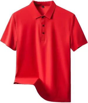 Men's Ice Silk Short Sleeve Polo Shirt Quick-Dry Summer T-Shirt for Middle-Aged Men Breathable Casual Tops