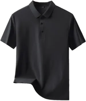Men's Ice Silk Short Sleeve Polo Shirt Quick-Dry Summer T-Shirt for Middle-Aged Men Breathable Casual Tops