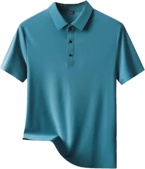 Men's Ice Silk Short Sleeve Polo Shirt Quick-Dry Summer T-Shirt for Middle-Aged Men Breathable Casual Tops