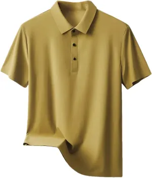 Men's Ice Silk Short Sleeve Polo Shirt Quick-Dry Summer T-Shirt for Middle-Aged Men Breathable Casual Tops