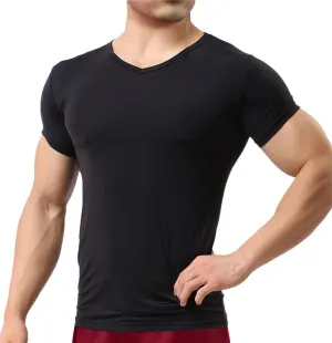 Men's Ice Silk T-Shirt - Breathable Summer Top, Quick Dry Short Sleeve Trainer Shirt with Slim Fit