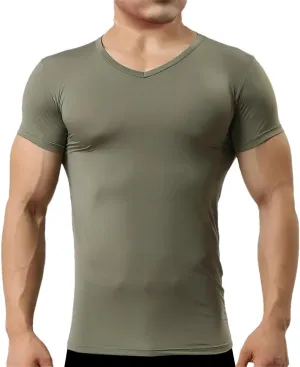 Men's Ice Silk T-Shirt - Breathable Summer Top, Quick Dry Short Sleeve Trainer Shirt with Slim Fit
