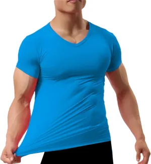 Men's Ice Silk T-Shirt - Breathable Summer Top, Quick Dry Short Sleeve Trainer Shirt with Slim Fit