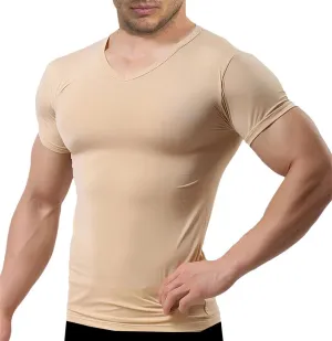 Men's Ice Silk T-Shirt - Breathable Summer Top, Quick Dry Short Sleeve Trainer Shirt with Slim Fit