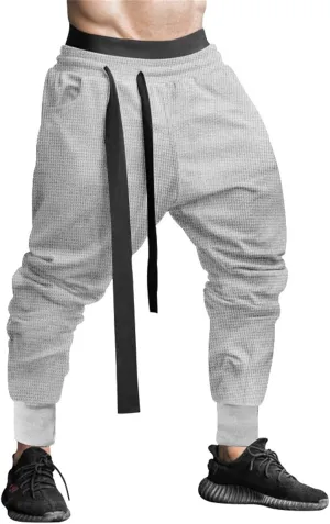 Men's Joggers Sweatpants Low Crotch Sweats Harem Pants Elastic Waist Drawstring Pants Drop Crotch Hippie Trousers