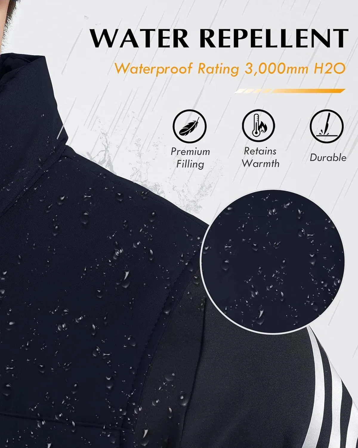 Men's Padded Puffer Vest Outdoor Water-Resistant Winter Vest for Men With 11 Cargo Pockets