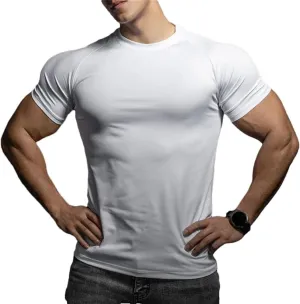 Men's Quick-Dry Sports T-Shirt Elastic Running Gym Top for Training Breathable Short Sleeve Workout Tee