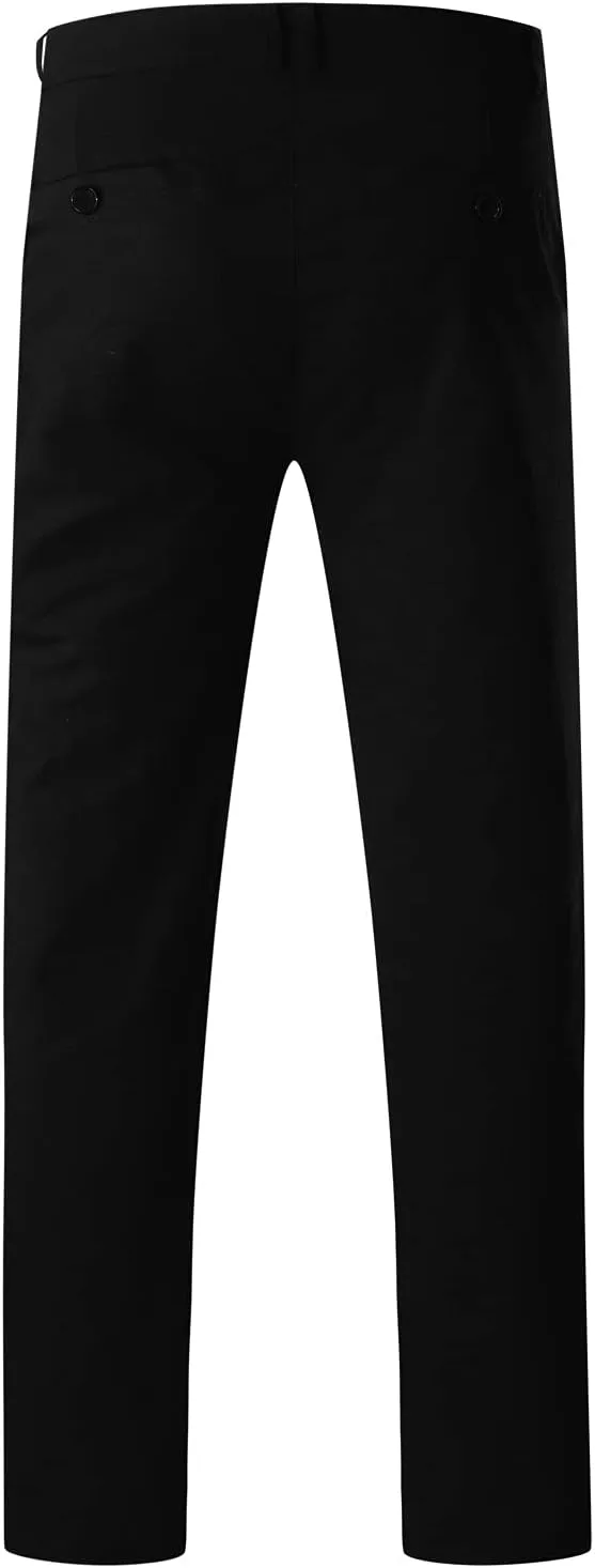 Men's Slim Fit Pants Open Bottom Straight Leg Stretch Waist Pants Solid Chino Casual Tapered Trousers with Pockets
