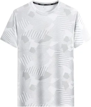 Men's Sport O-Neck Short Sleeve Ice Silk Quick Dry T-Shirt Lightweight Breathable Loose Fit Tee