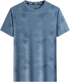 Men's Sport O-Neck Short Sleeve Ice Silk Quick Dry T-Shirt Lightweight Breathable Loose Fit Tee