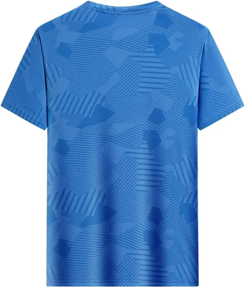 Men's Sport O-Neck Short Sleeve Ice Silk Quick Dry T-Shirt Lightweight Breathable Loose Fit Tee