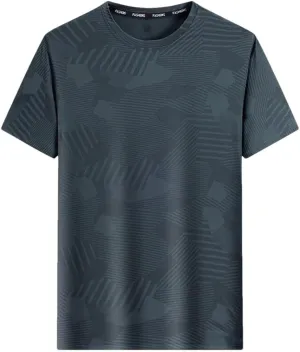 Men's Sport O-Neck Short Sleeve Ice Silk Quick Dry T-Shirt Lightweight Breathable Loose Fit Tee