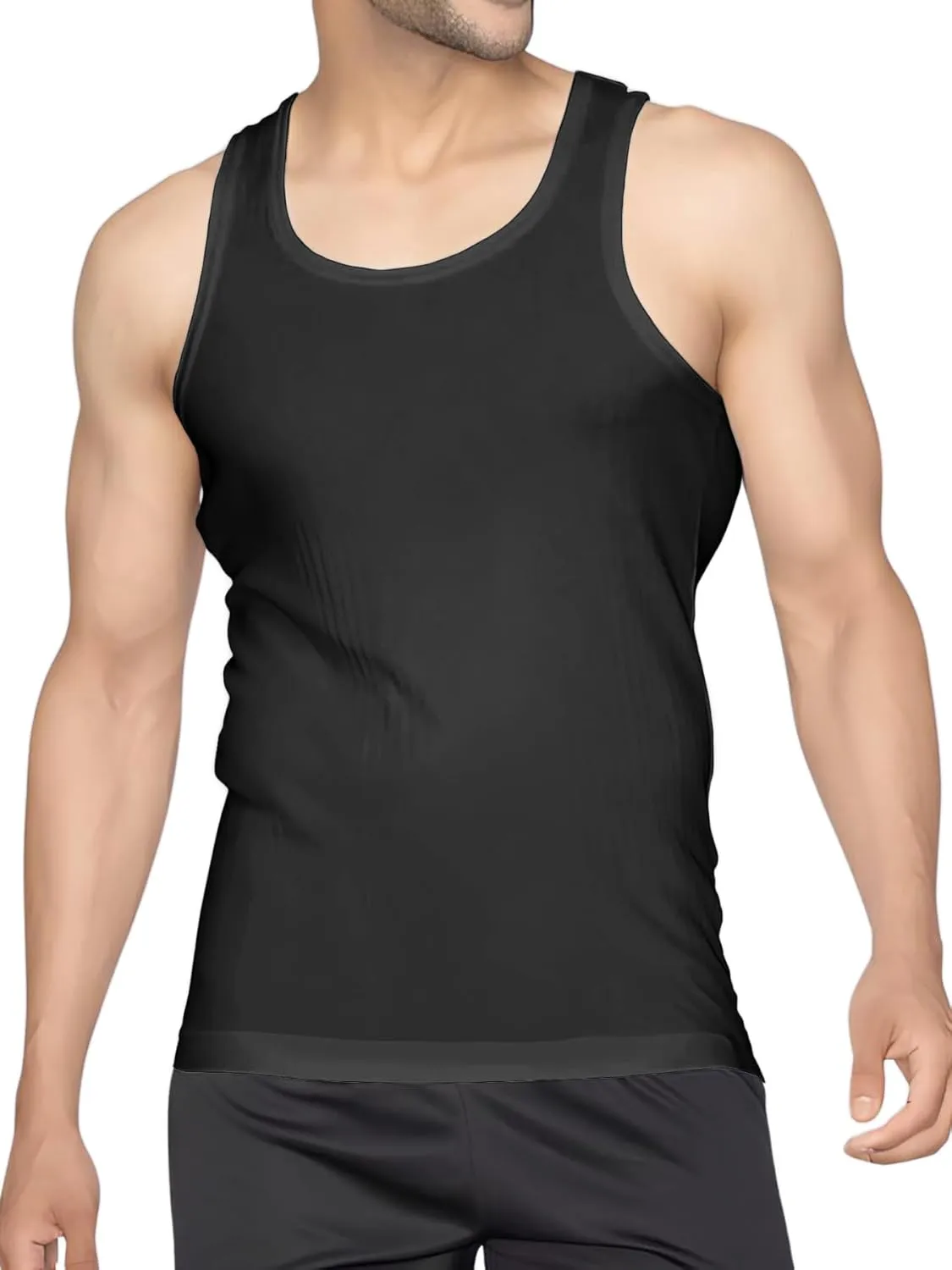 Men's Undershirt Tank Top T-Shirt Vest Breathable Musle Tee Sleeveless Shirt for Gym Bodybuilding Slim Fit