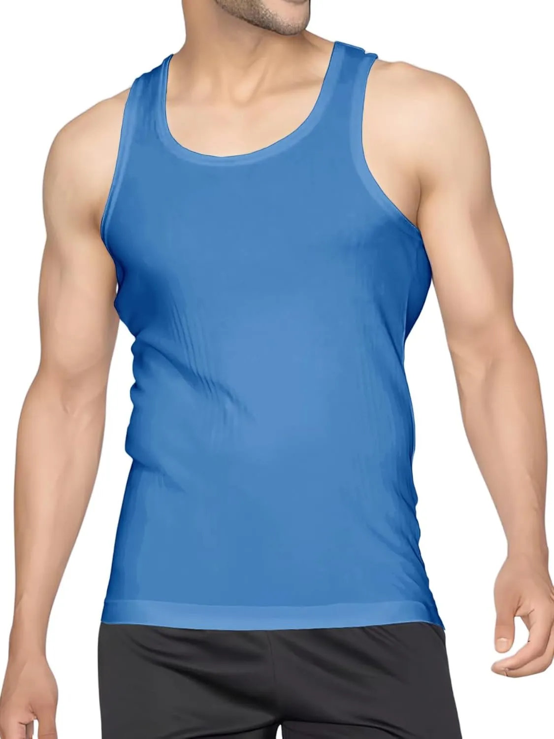 Men's Undershirt Tank Top T-Shirt Vest Breathable Musle Tee Sleeveless Shirt for Gym Bodybuilding Slim Fit