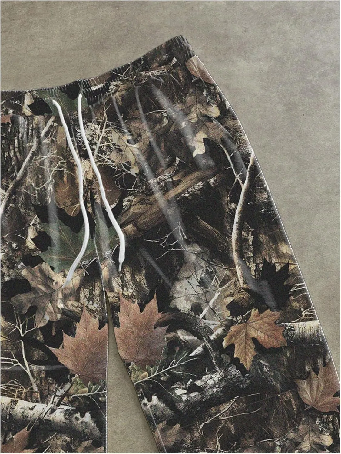 Men's Wide Leg Camo Pants Drawstring Waist Baggy Vintage Sweatpants Trousers Streetwear