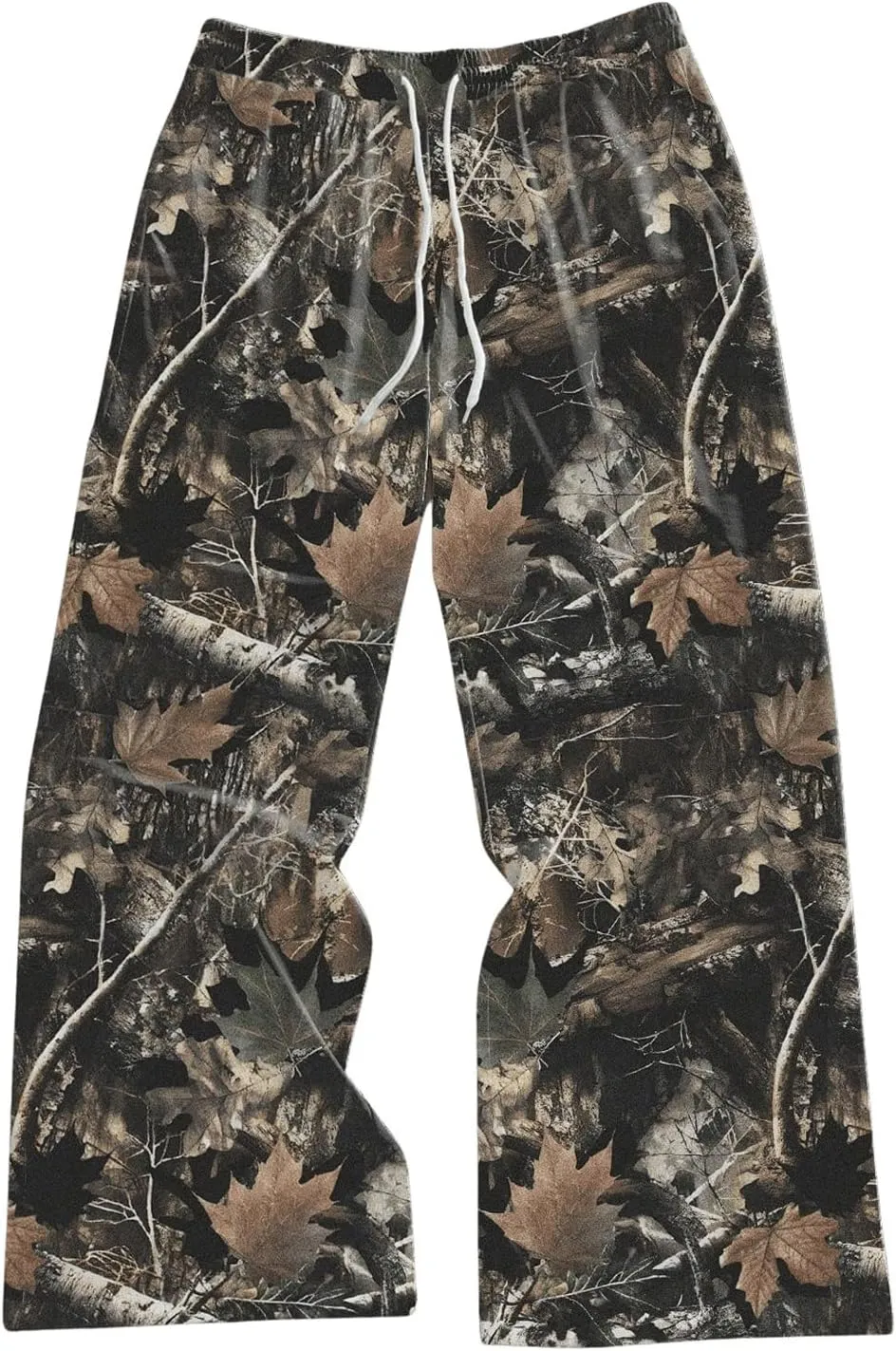Men's Wide Leg Camo Pants Drawstring Waist Baggy Vintage Sweatpants Trousers Streetwear