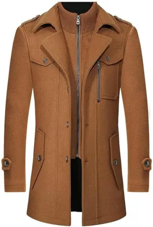 Men's Wool Trench Pea Winter Coat