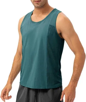 Men's Workout Tank Tops for Spring and Summer, Breathable Quick Dry Loose T-Shirts, Outdoor Running Training Fitness Vests Peacock Blue