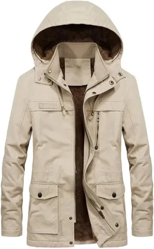 Military Cargo Coat Mens Thick Warm Man Winter Cotton Padded Jacket Multi-Pocket Hoodies Parka