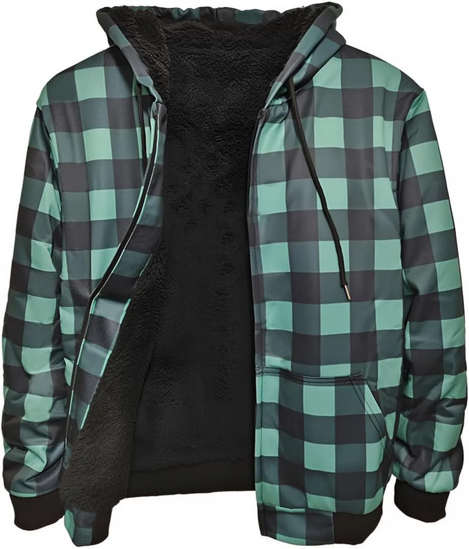 MINANUO Hoodies for Men Full Zip Up Sherpa Lined Sports Sweatshirts Mens Winter Fleece Fabric Jacket with Hood