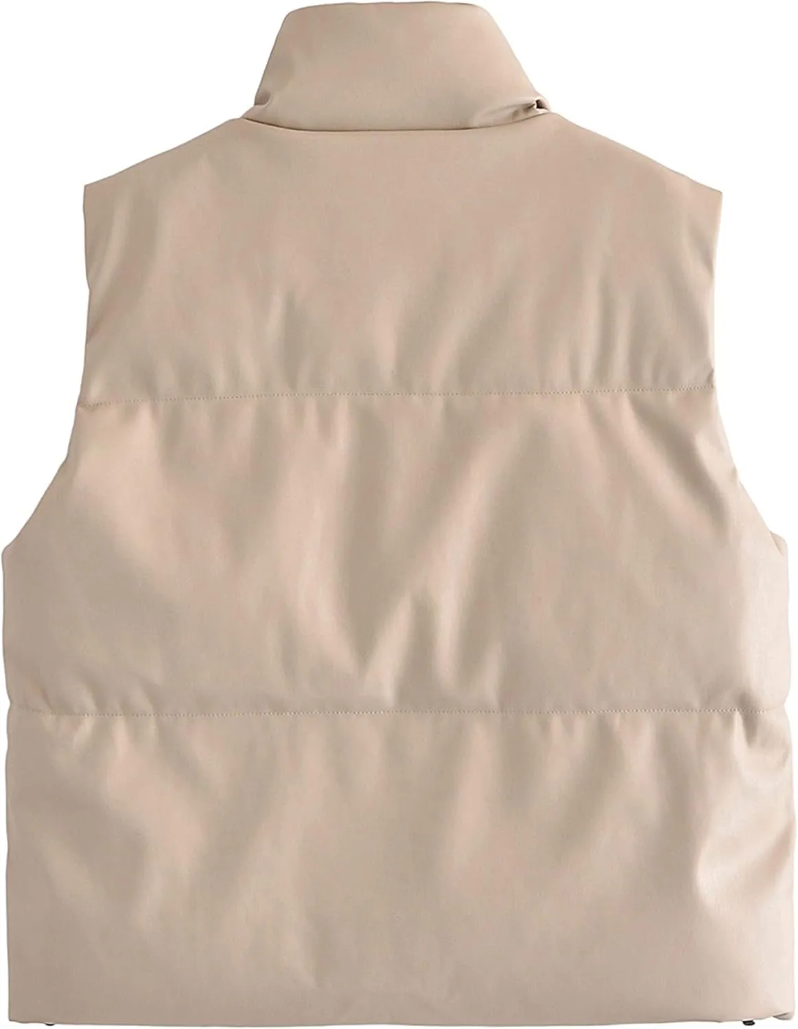 Mingzhu Faux Leather Puffer Vest for Women Sleeveless Winter Padded Jacket Vest Gilet