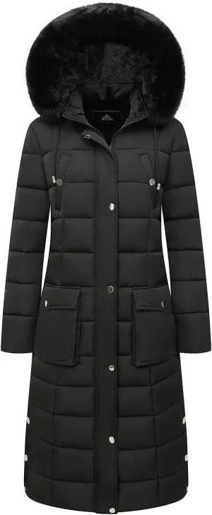 MOERDENG Women's Waterproof Long Winter Coat Thickened Down Alternative Jacket Warm Puffer Jacket Parka