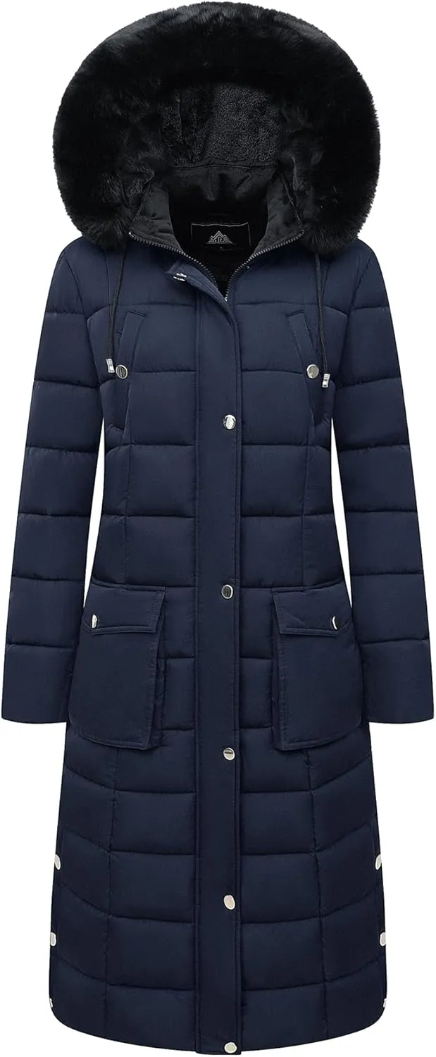 MOERDENG Women's Waterproof Long Winter Coat Thickened Down Alternative Jacket Warm Puffer Jacket Parka