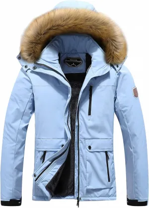 MOERDENG Women's Waterproof Ski Snow Jacket Winter Warm Hooded Snow Coat Mountain Windproof Ski Jacket For Women