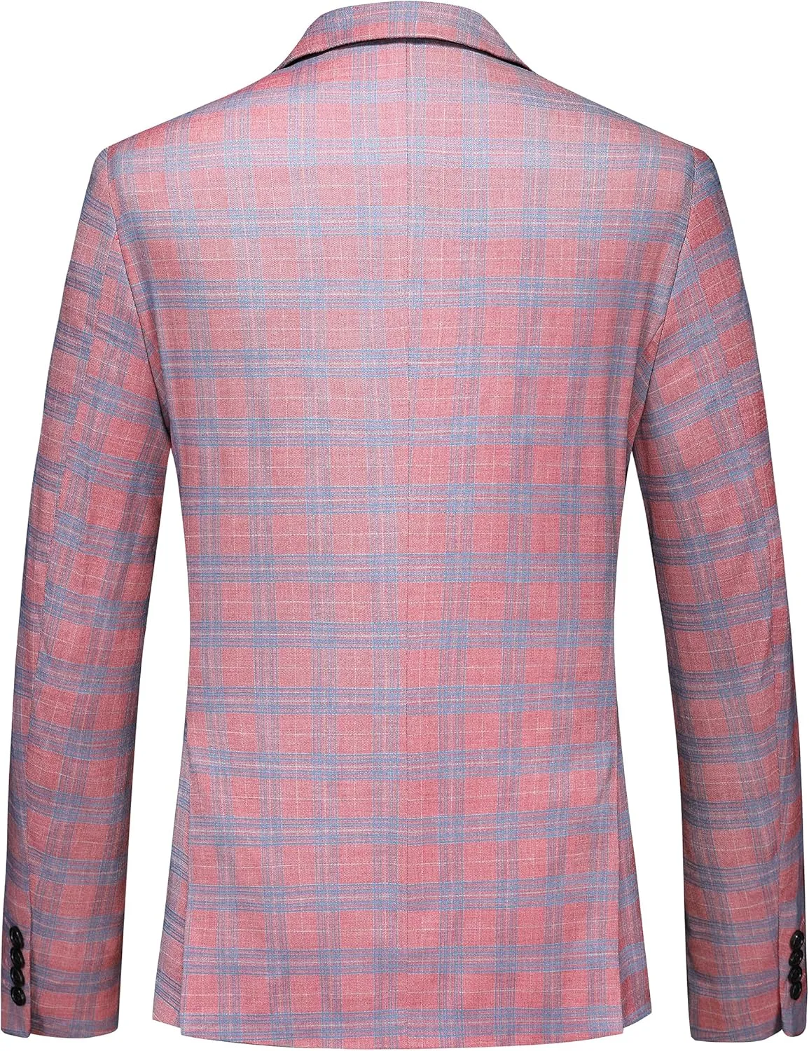MOGU Mens 3 Piece Slim Fit Plaid Suit Blazer Jacket Vest Pants