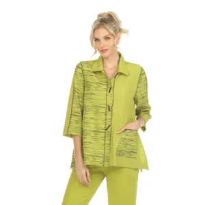 Moonlight Colorblock & Stripy Wave Print Jacket in Lime - 3879-LM
