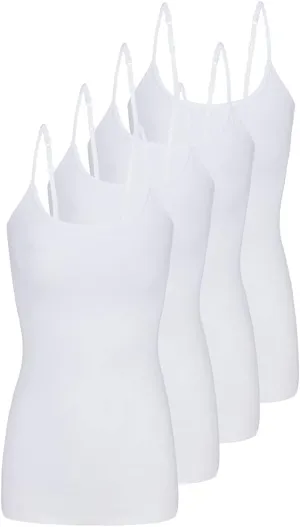 Natural Uniforms Women's Camisole Tank Top-Breathable Cotton Stretch Multi Pack of 4